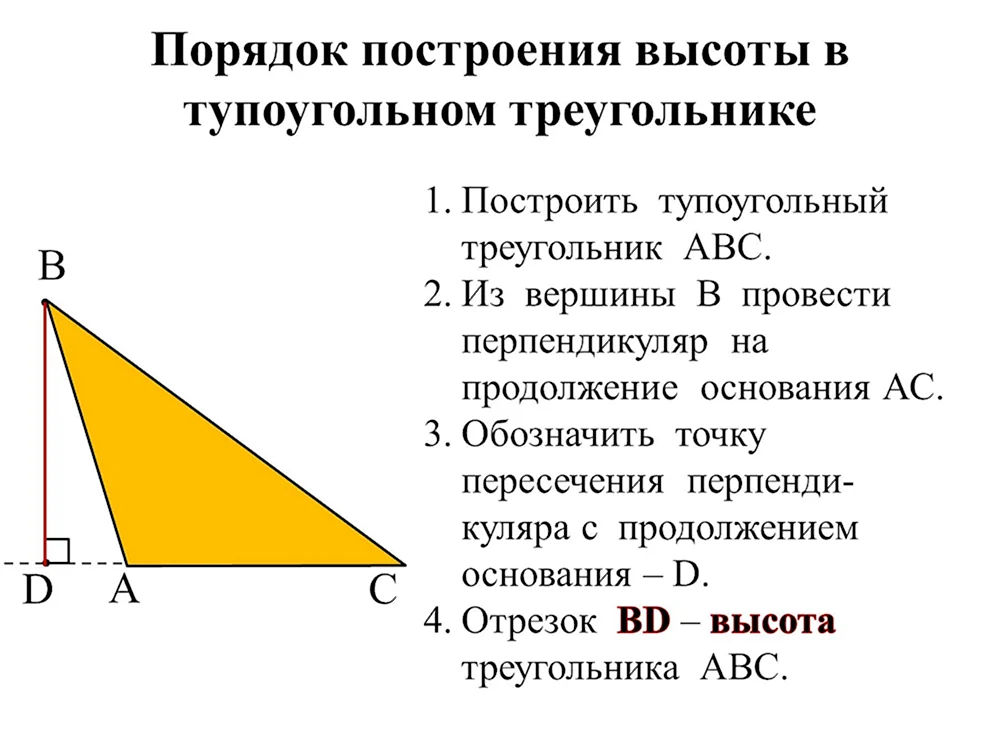 Построение высоты в тупоугольном треугольнике