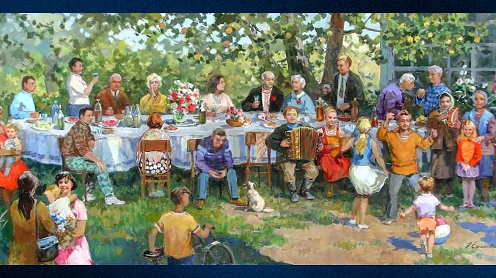 Праздничное застолье в Советской живописи
