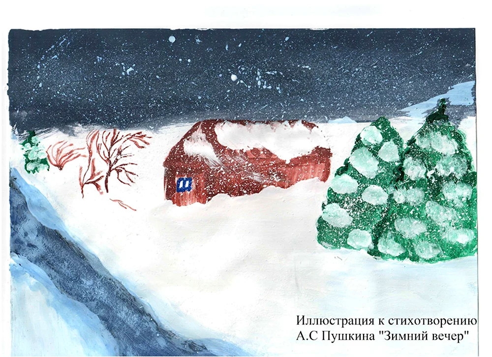 Рисунок к стихотворению зимний вечер Пушкина 3 класс