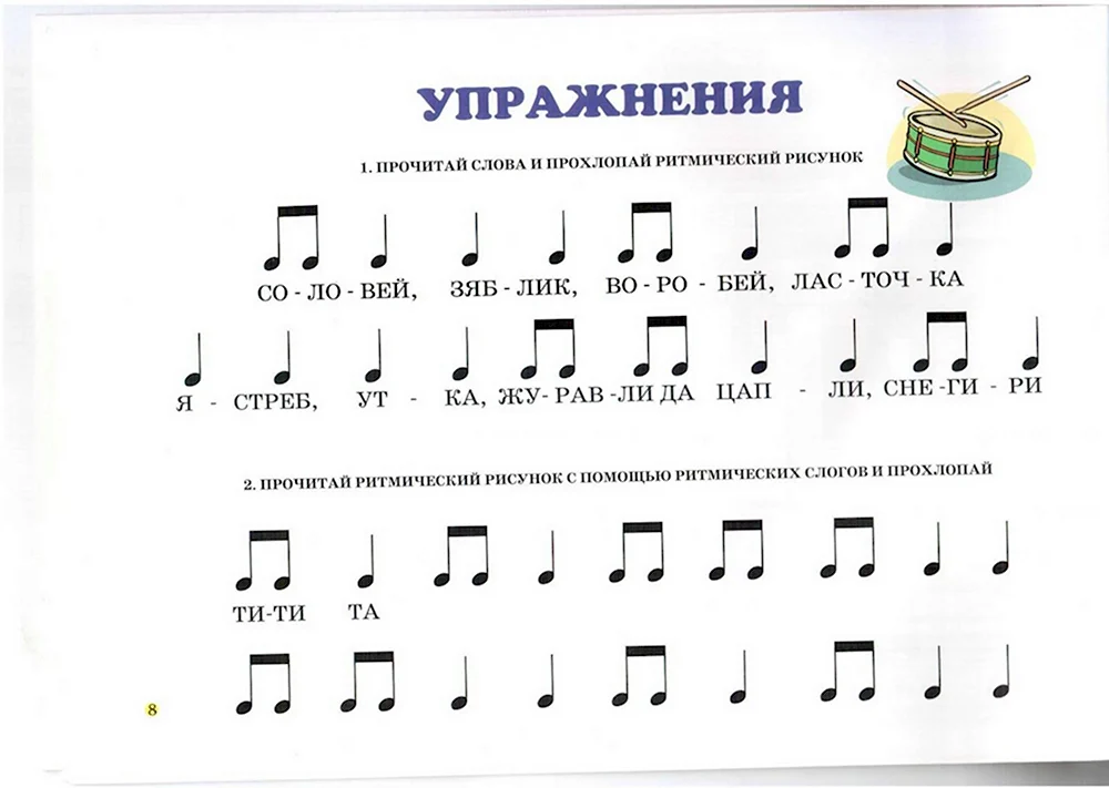 Ритм длительности нот ритмические упражнения