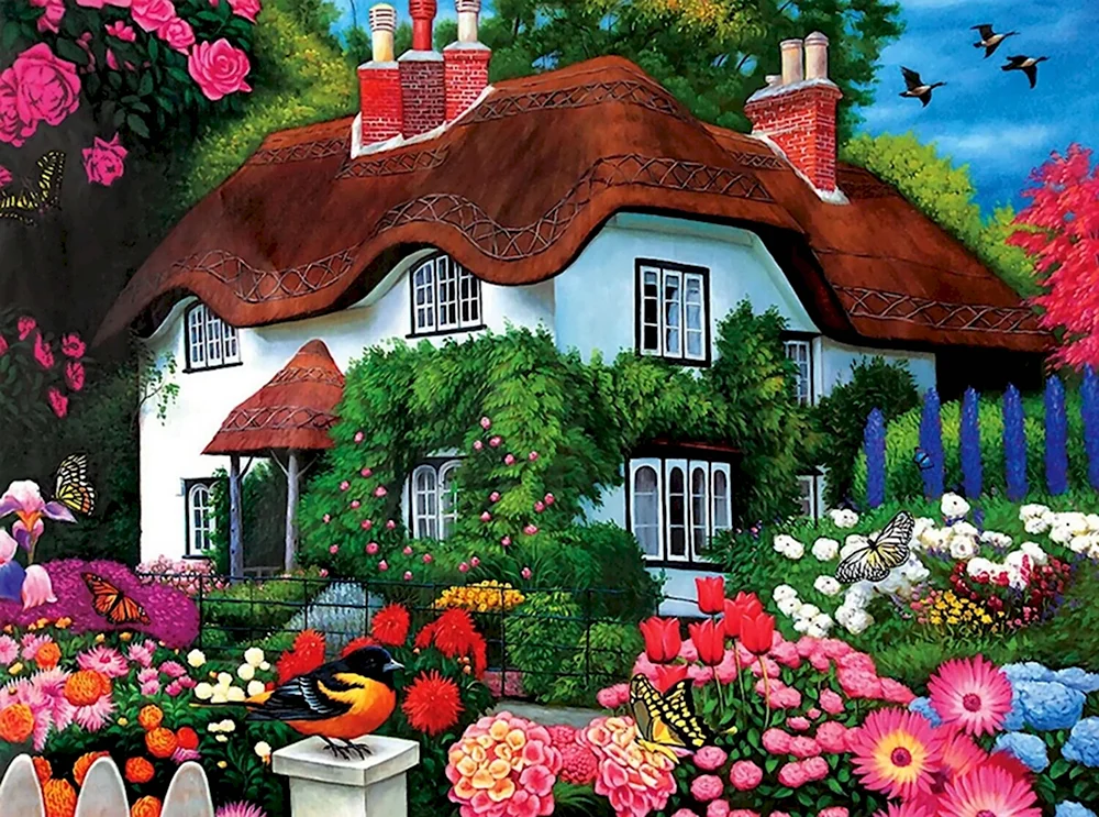 Сказочный домик в цветах