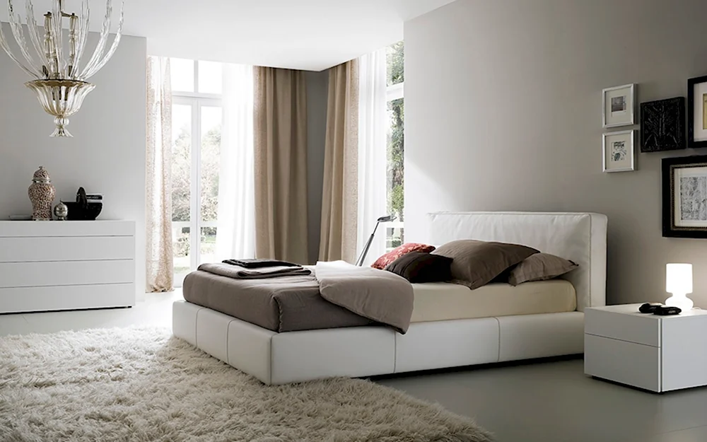 Спальня с белой мебелью Модерн