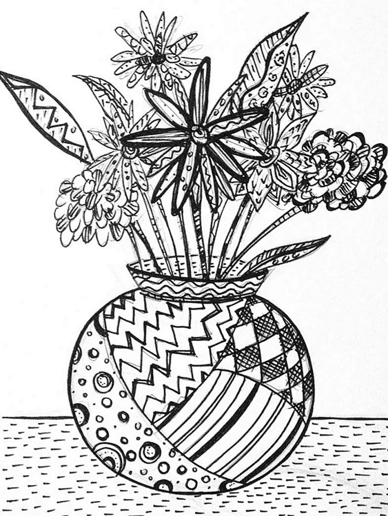 Стилизованная ваза с цветами