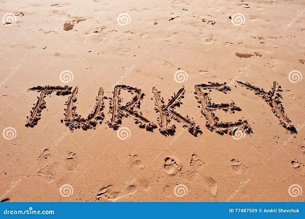 Турция надпись на песке