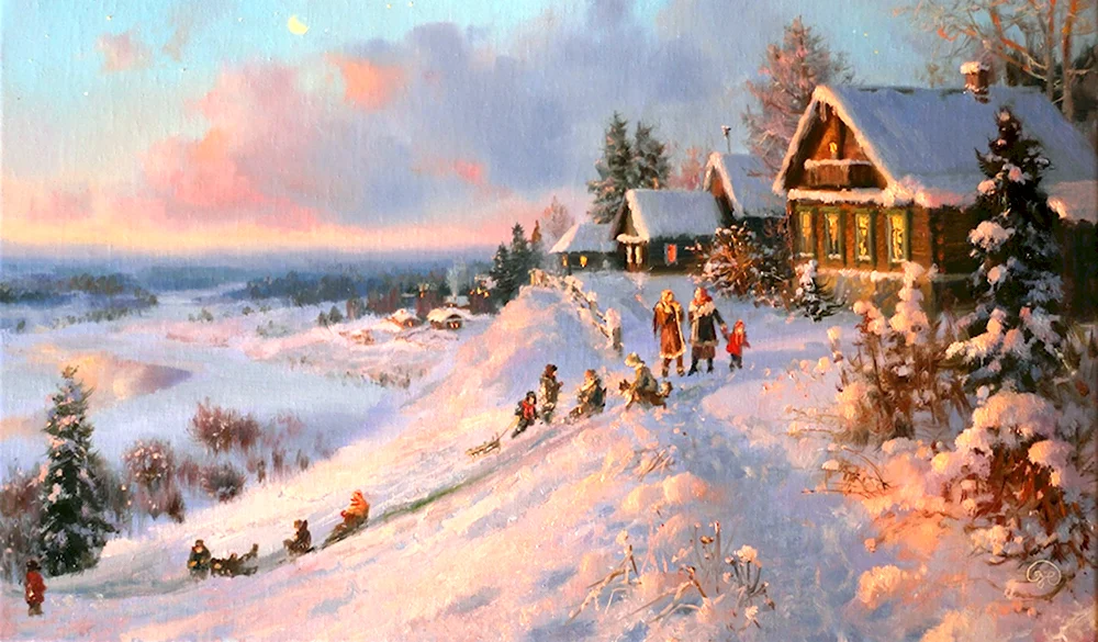 Владимир Жданов зима в деревне
