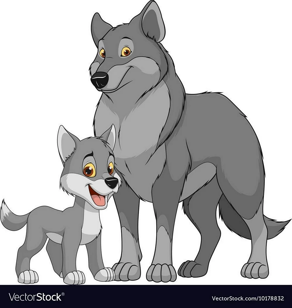 Волк с волчонком вектор