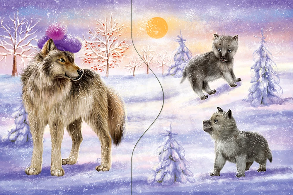 Волк зимой для детей