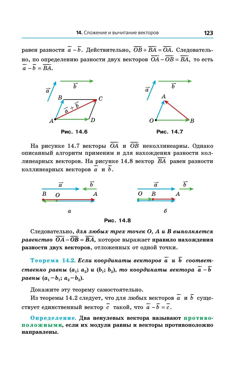 Вычитание векторов методом треугольника