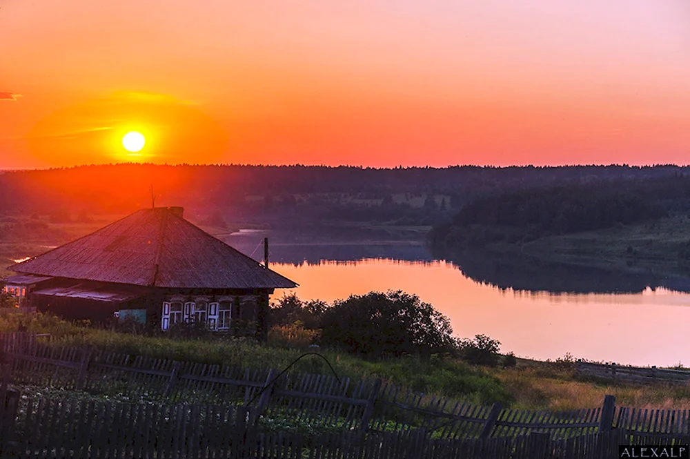 Закат в деревне