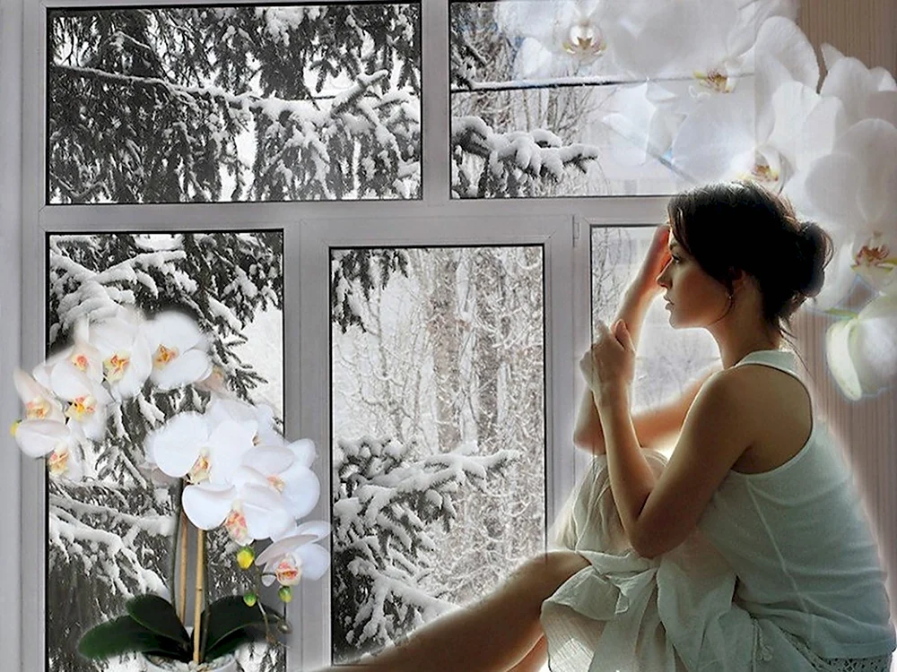 Женщина у зимнего окна