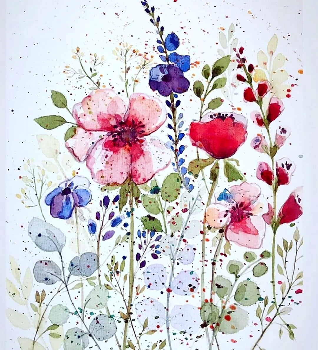 Акварельные открытки с цветами