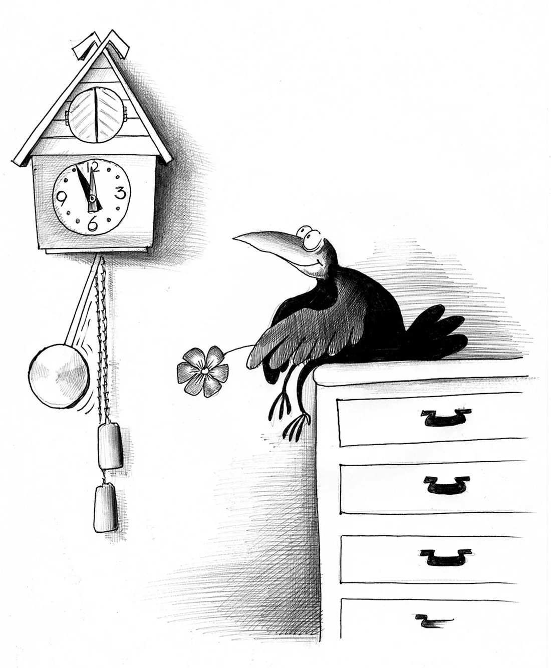 Часы с кукушкой карикатура