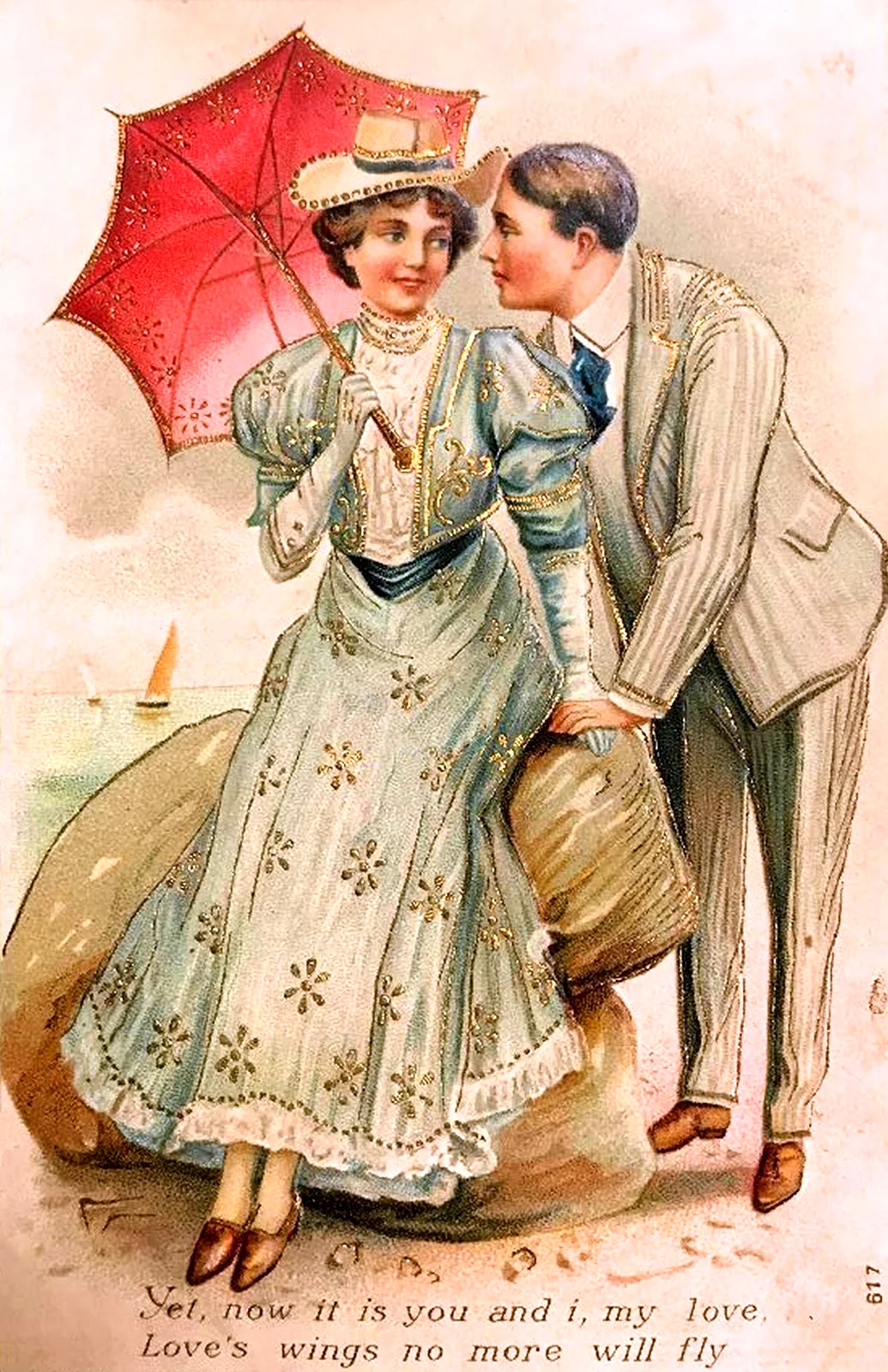 Дама с зонтиком ретро