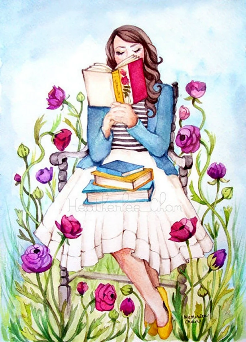 Девушка с книгой рисунок