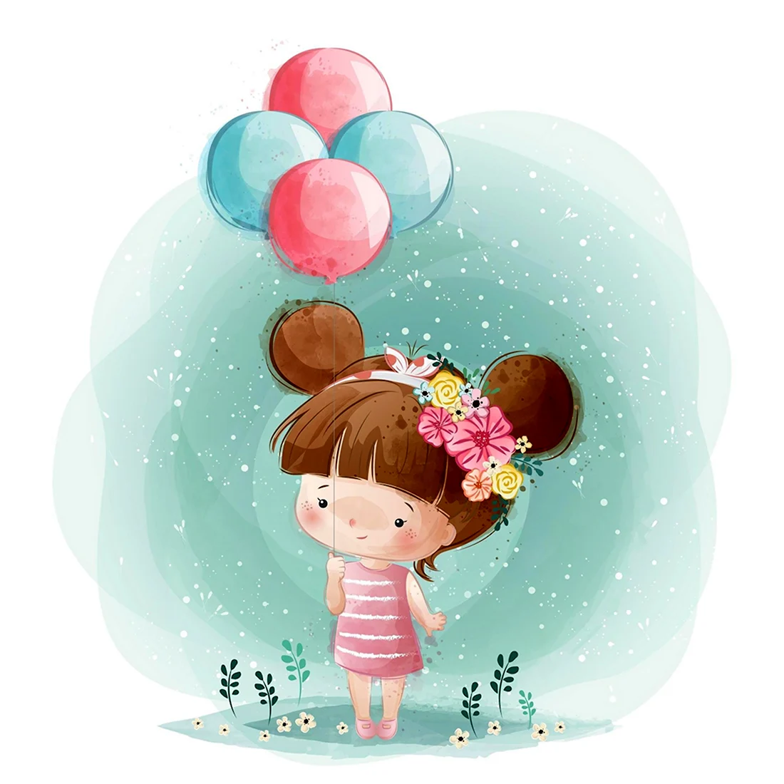 Девушка с шарами иллюстрация