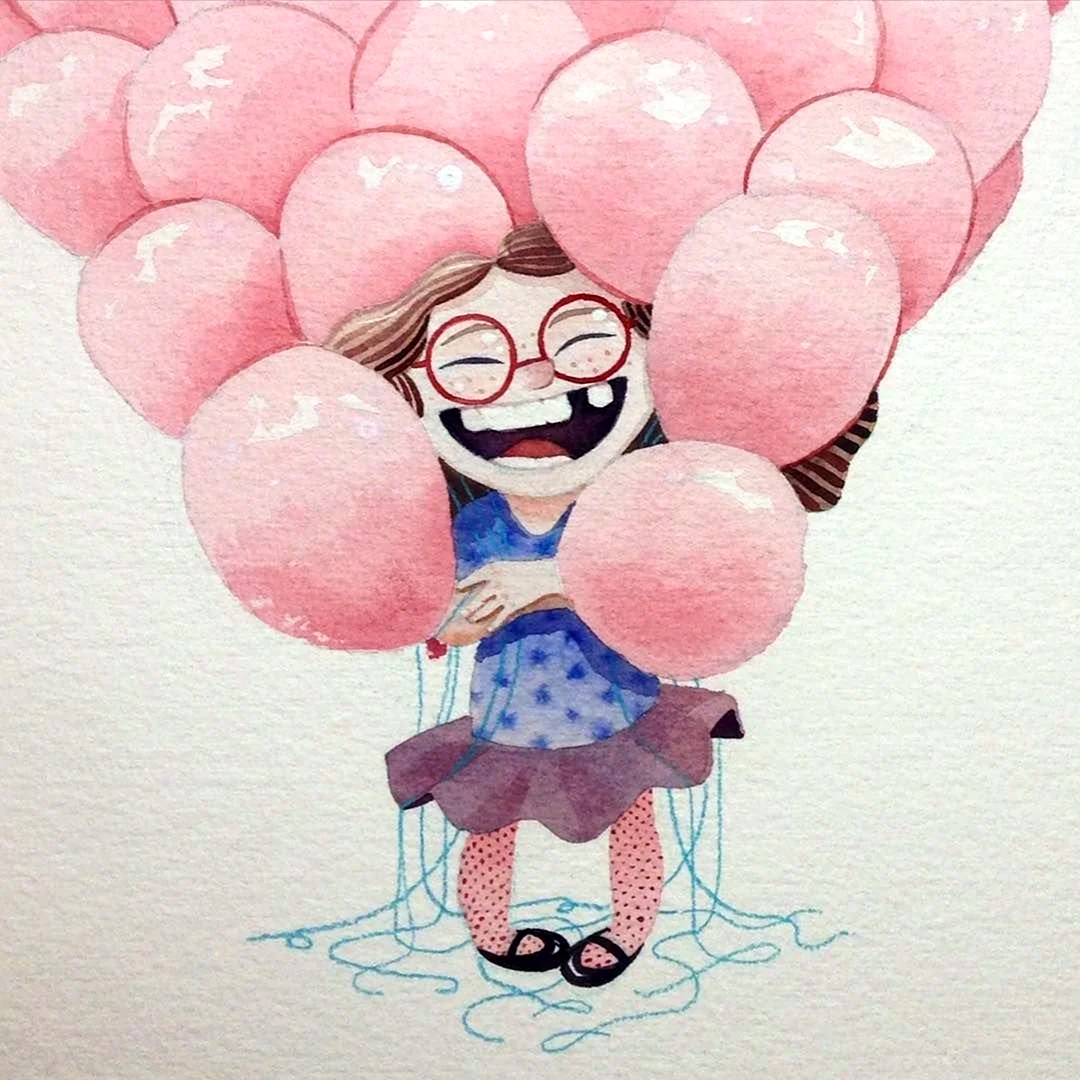 Девушка с шарами иллюстрация