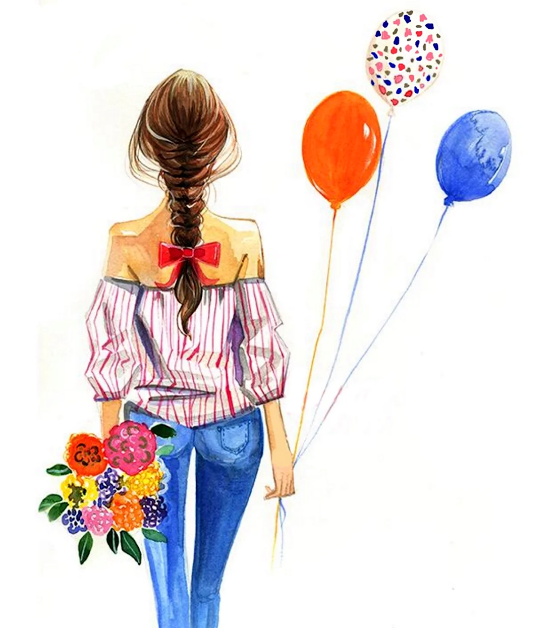 Девушка с шариками арт
