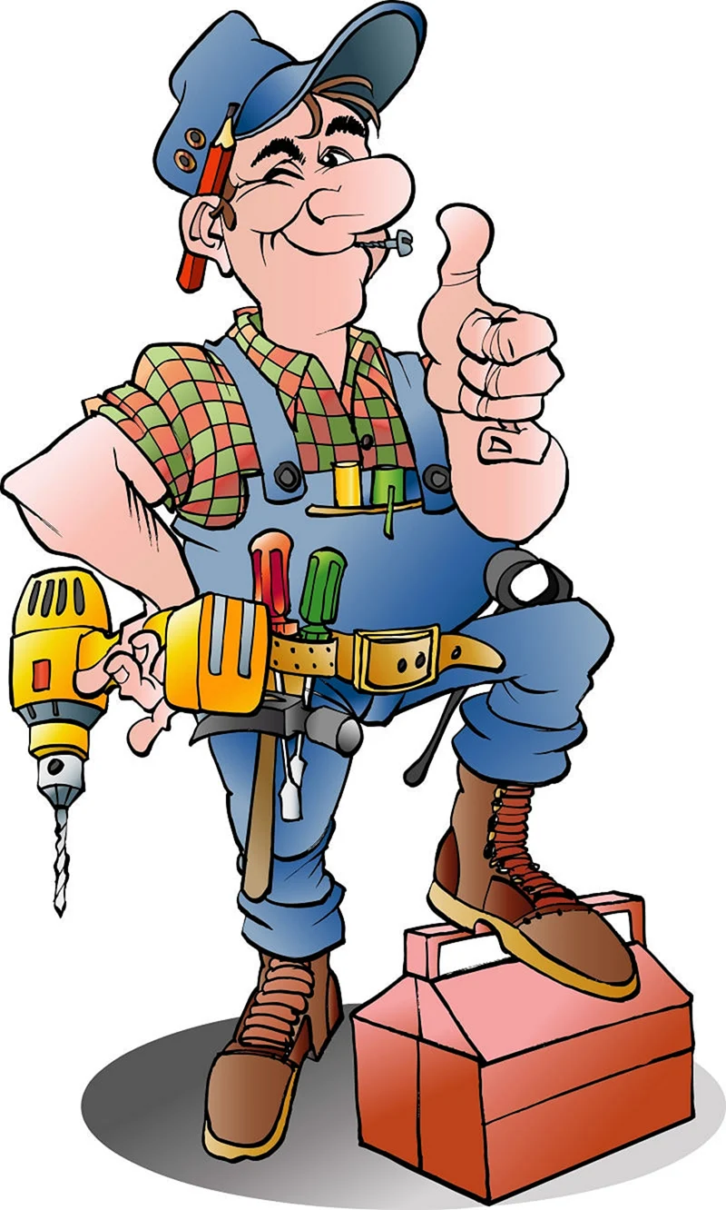 Карикатура на слесаря ремонтника
