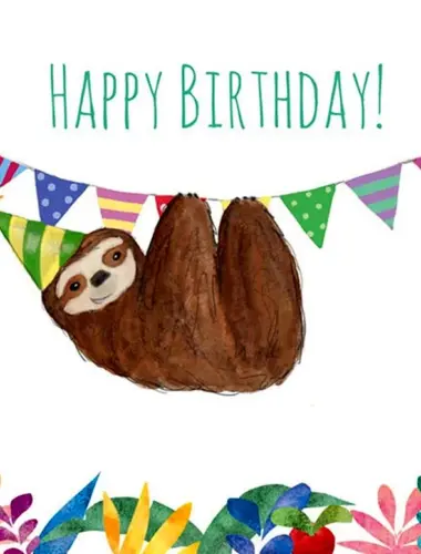 Ленивец открытка с днем рождения
