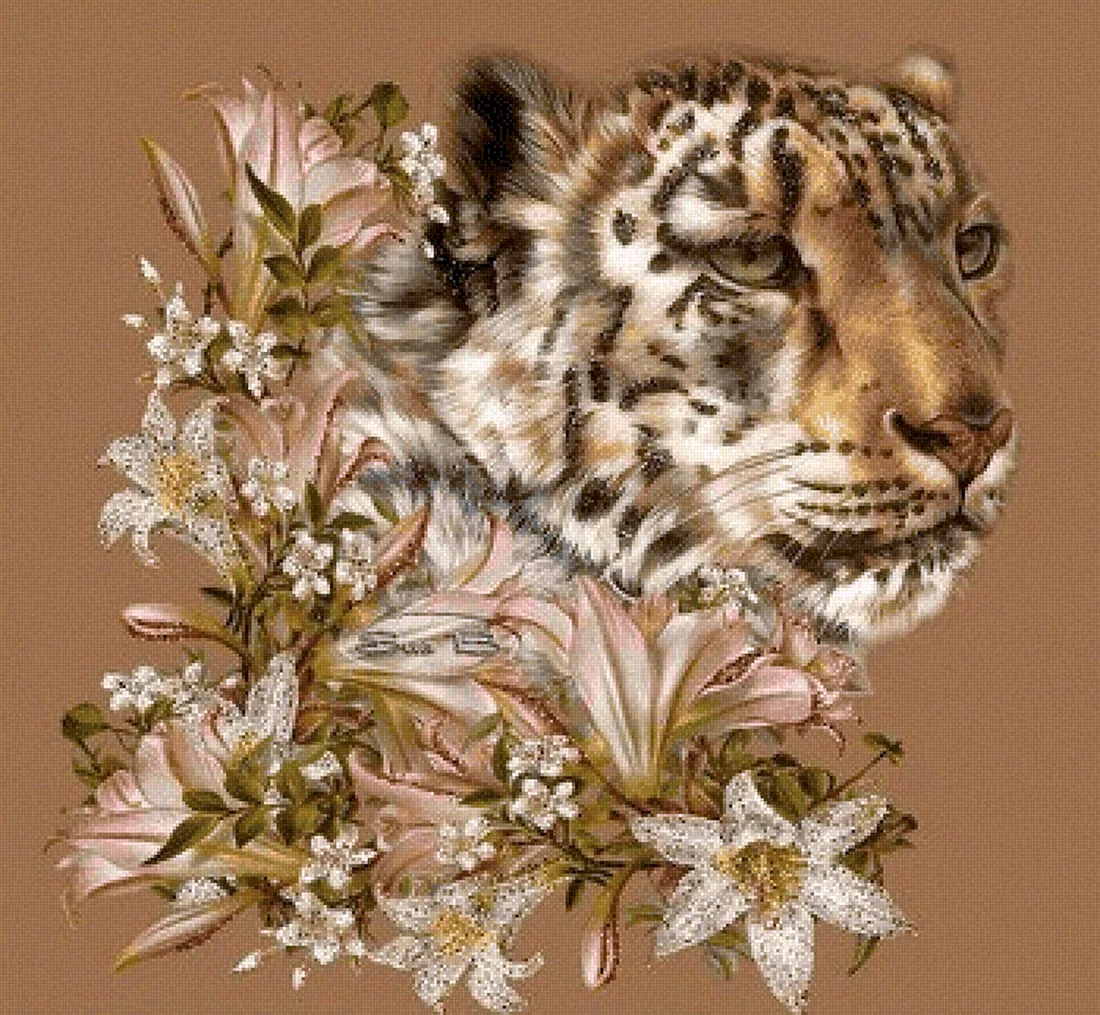 Леопард с цветами