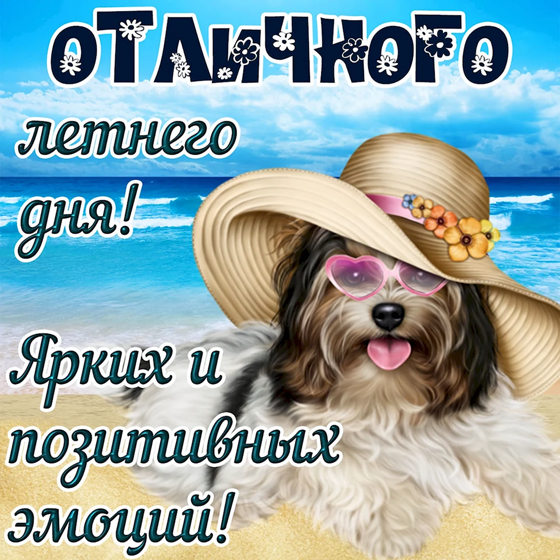 Лето и собака открытка