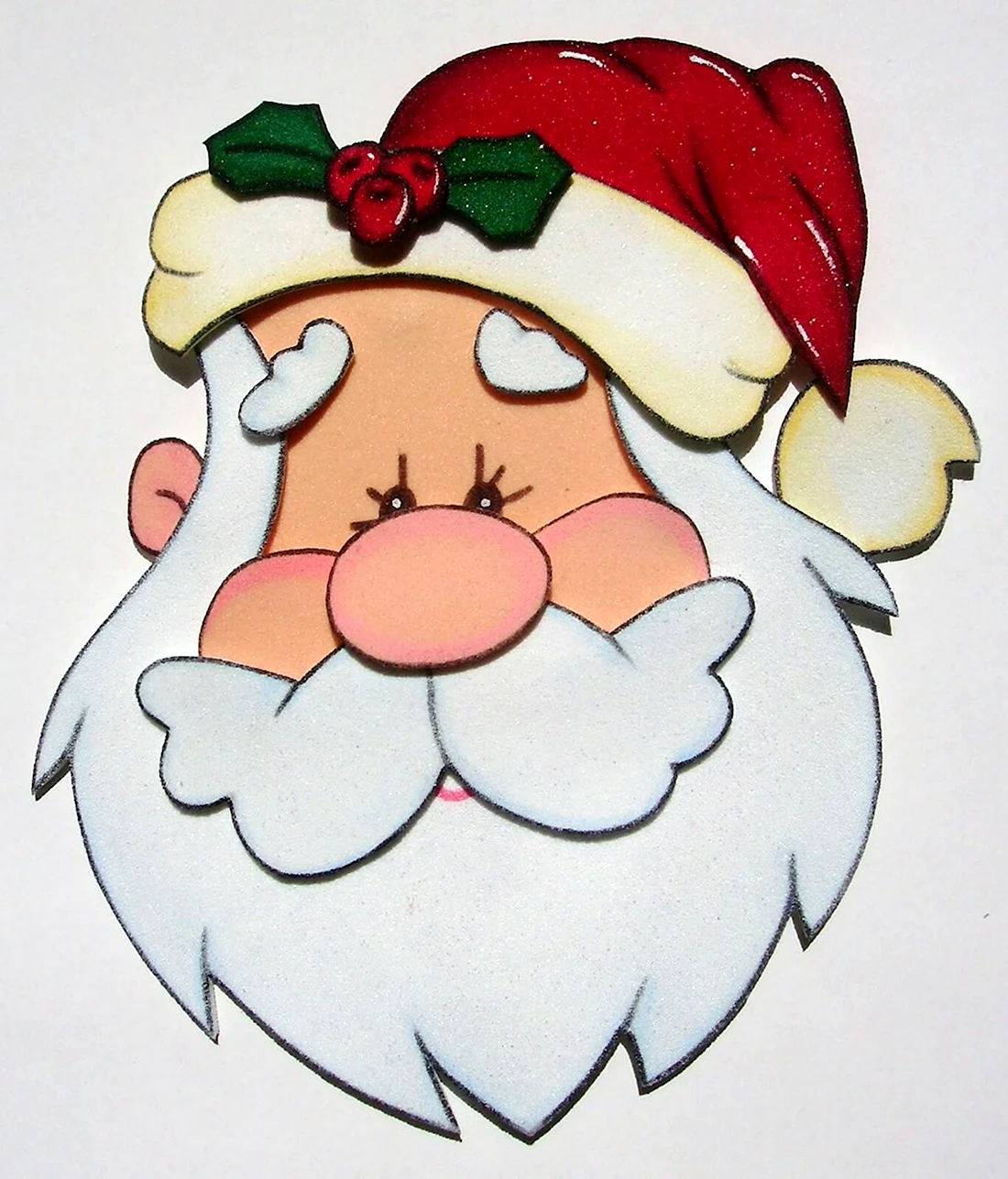 Лицо Деда Мороза для поделки цветное