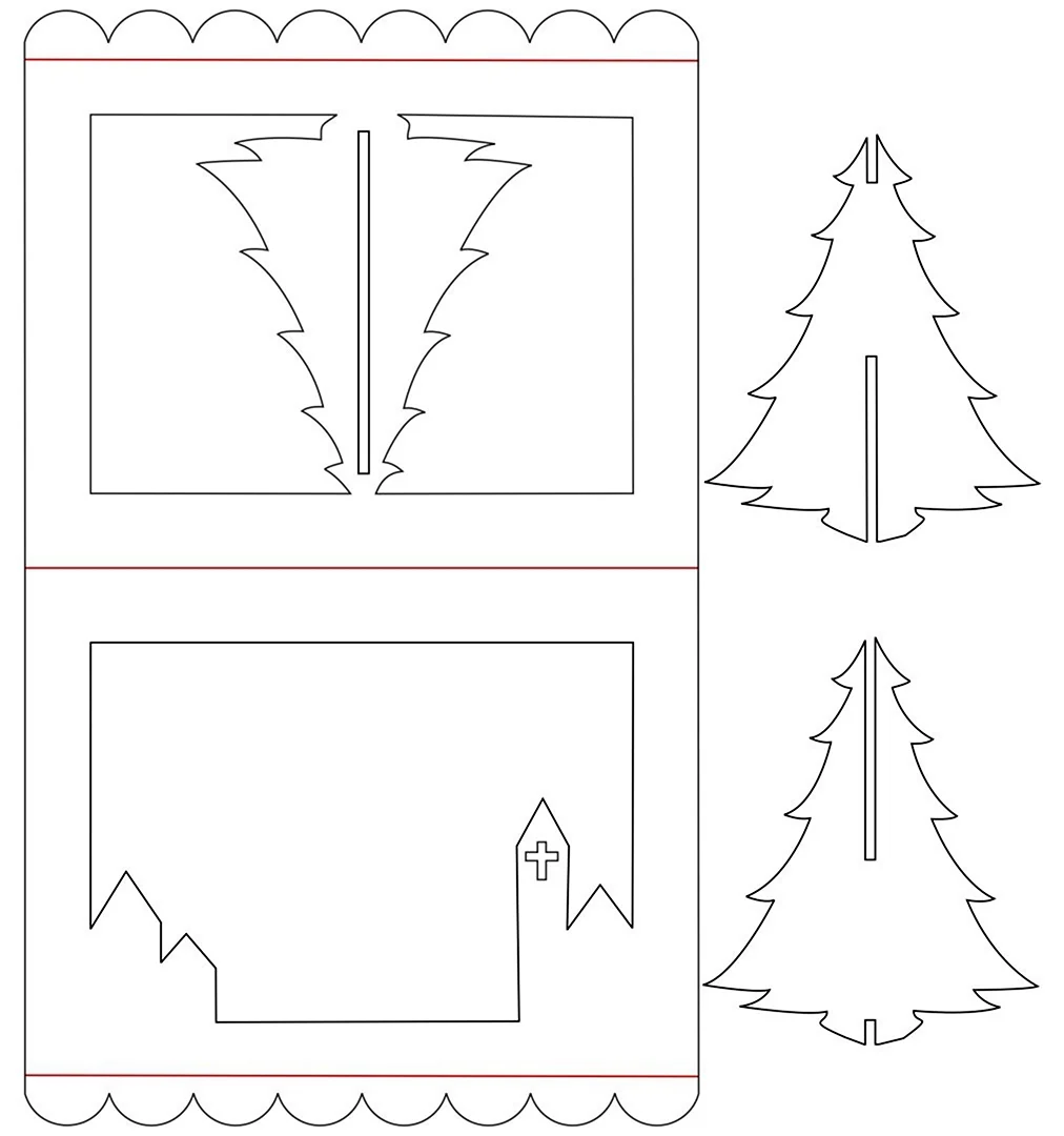 Макет открытки с елкой