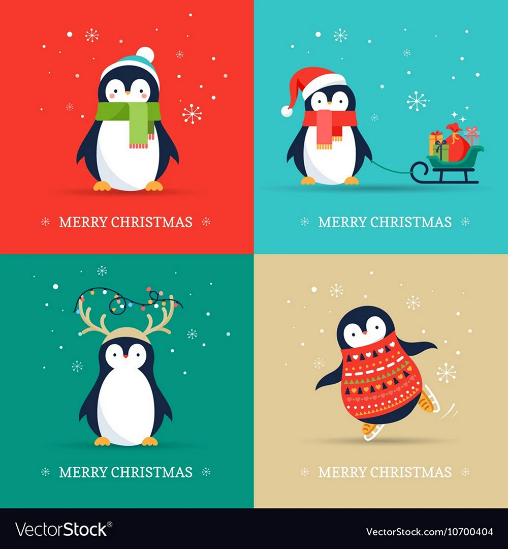 Merry Christmas пингвины