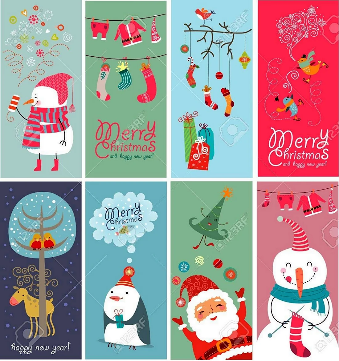 Новогодние открытки для распечатки цветные