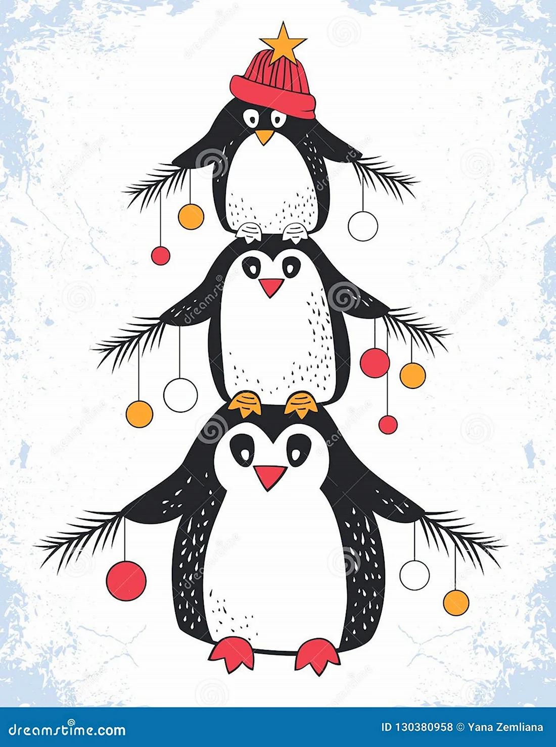 Новогодние пингвины на окно