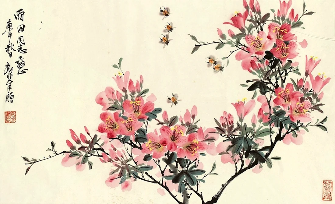 Peach Blossom японская китайская живопись
