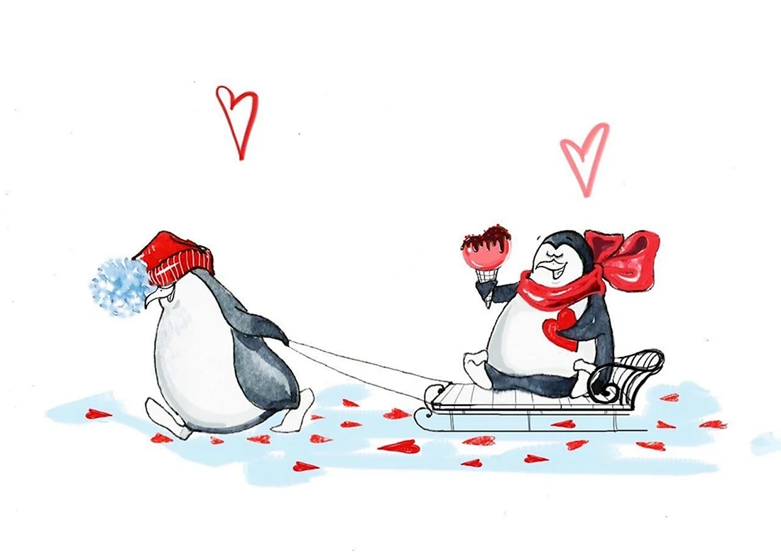Пингвин рисунок открытка