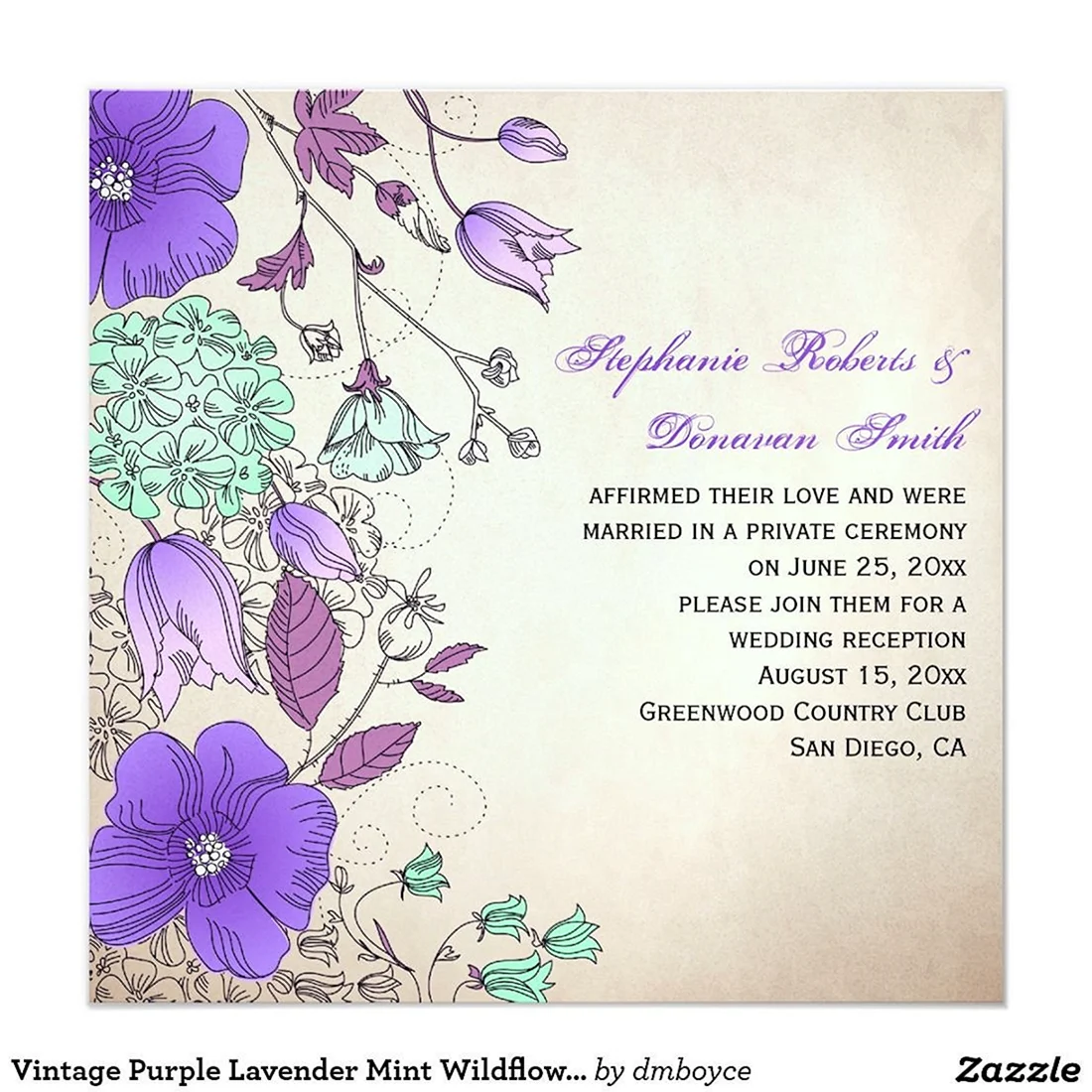 Поздравительная открытка с лавандовой свадьбой