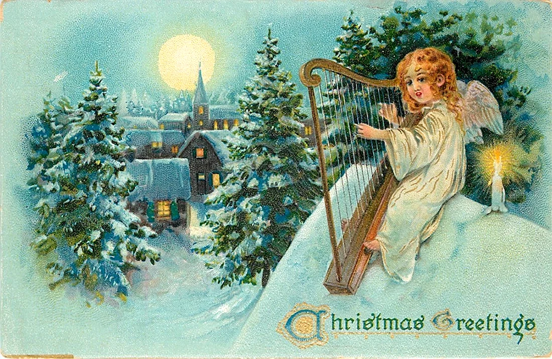 С Рождеством открытка Винтажная