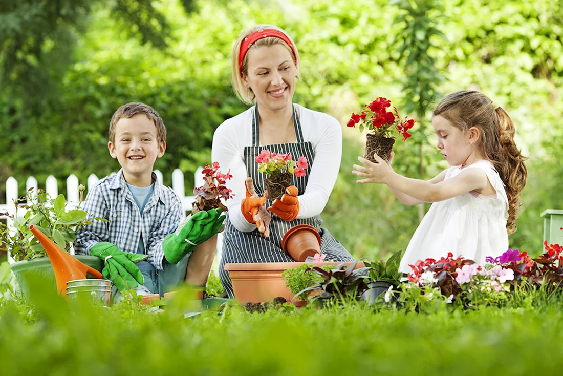 We usually play in the garden. Дети и природа. Дети в саду. Семья в саду. Сады и люди.