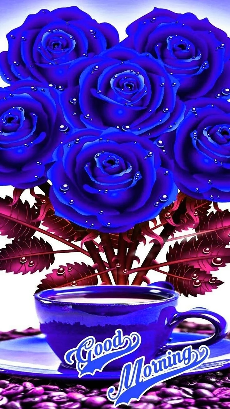 Синие розы с пожеланиями