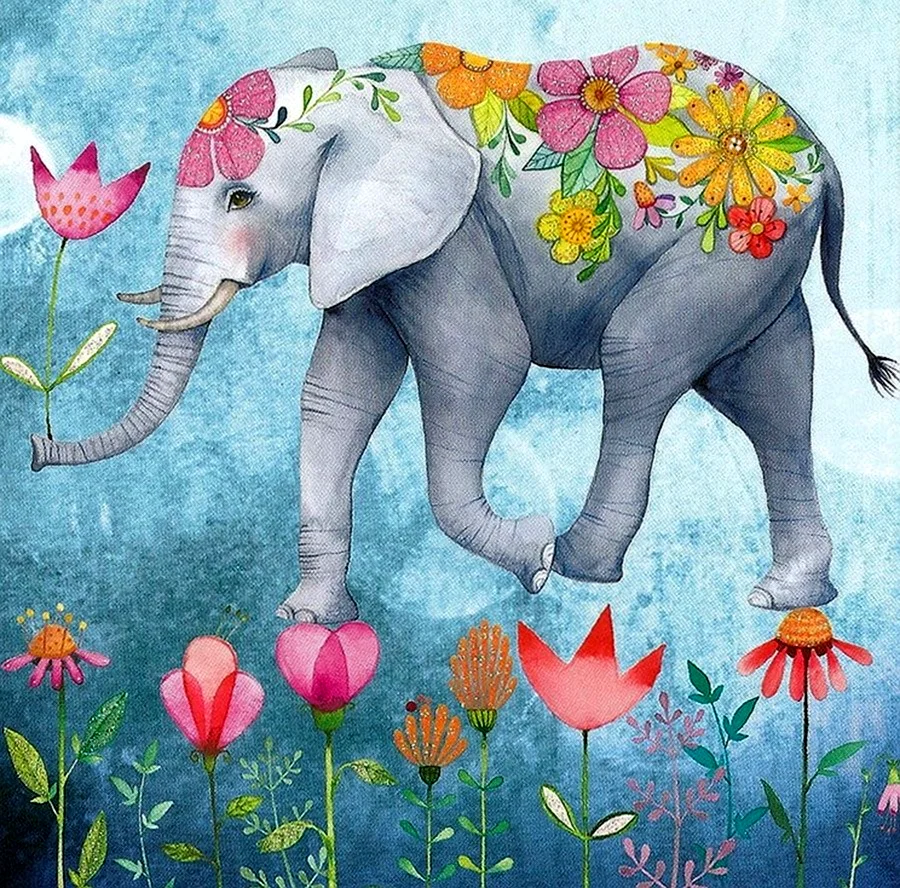 Слоненок в цветах