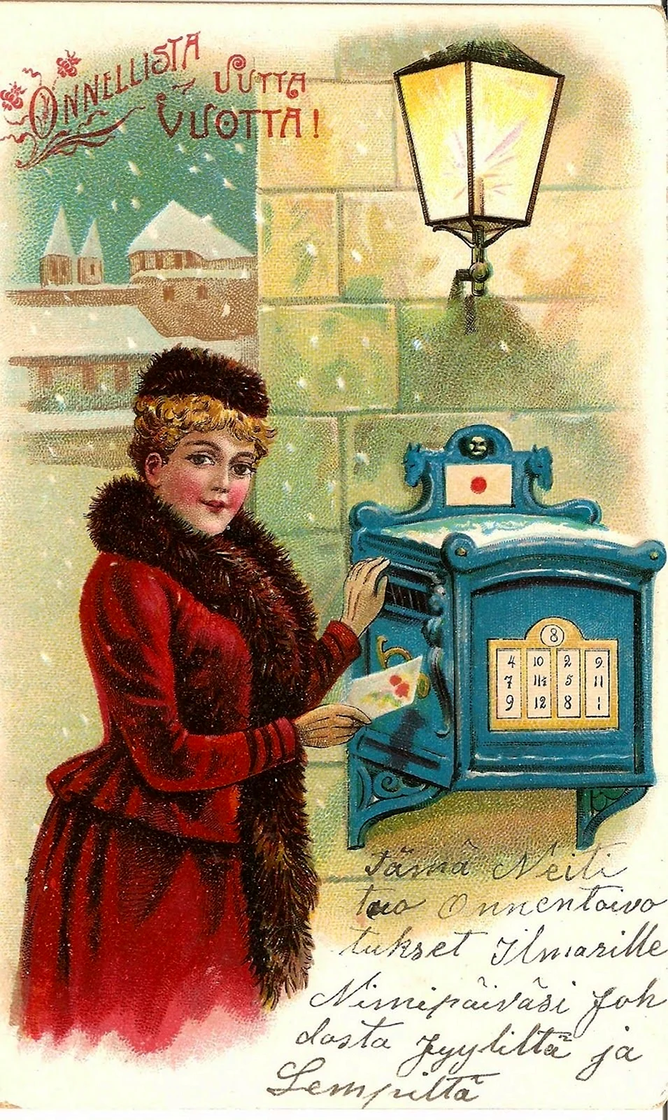 Старинные почтовые ящики на рождественских открытках