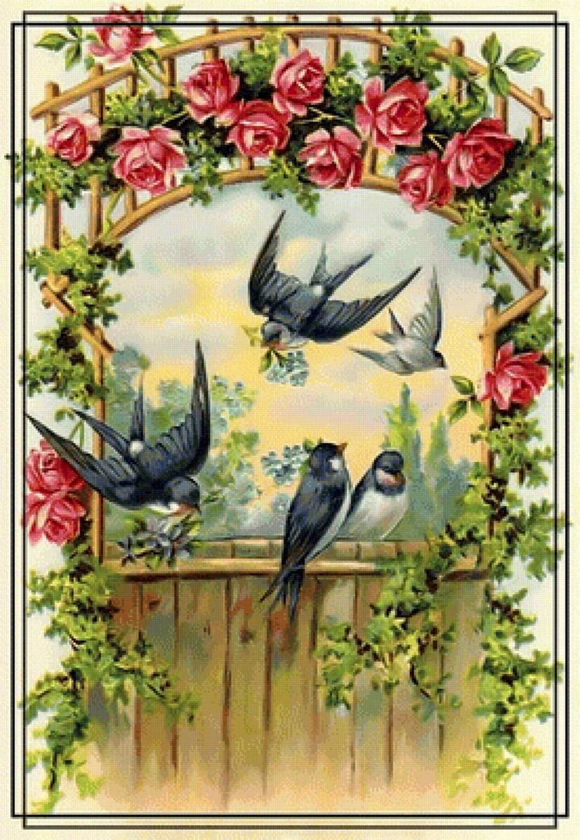 Старые открытки с птичкой
