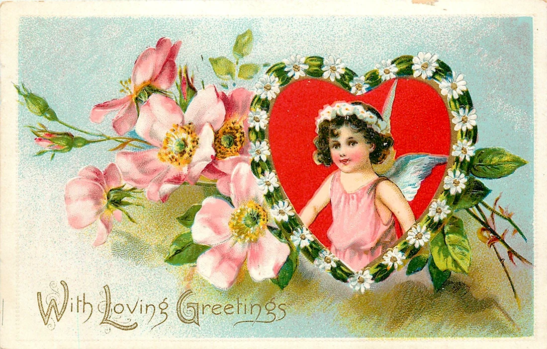 Винтажные ретро открытки Valentine Greetings