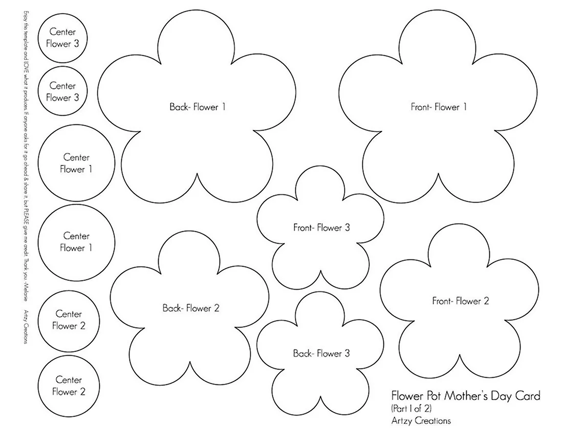 Выкройка цветов из бумаги