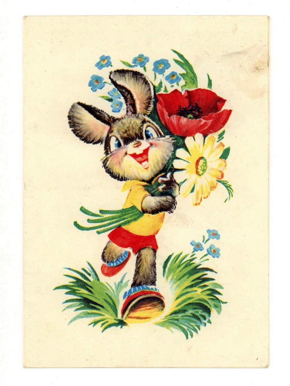 Заяц с цветами