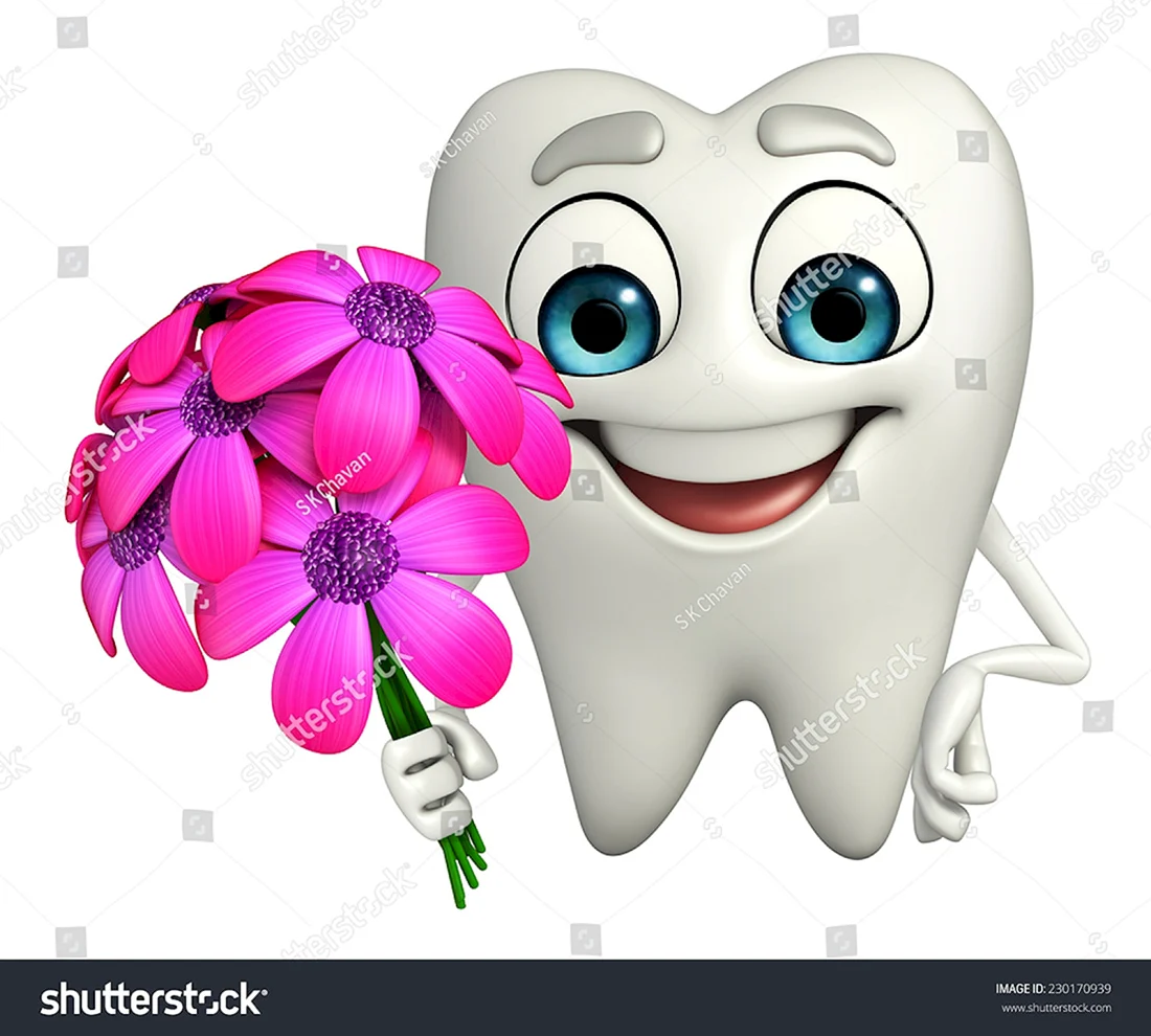 Зуб с цветами